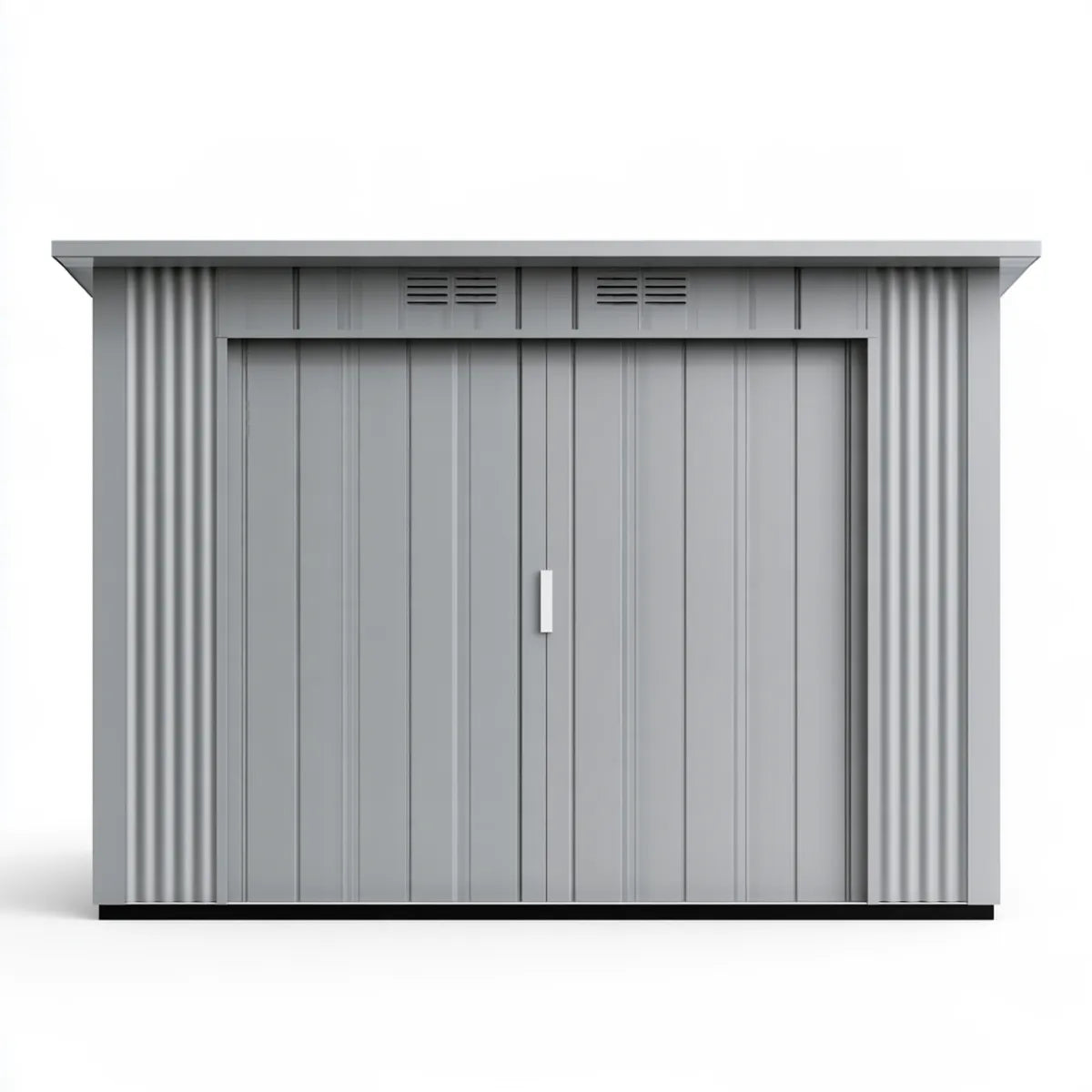 Outdoor Storage Shed, 8 ft x 6 ft x 79 in, Gray Galvanized Steel with Double Sliding Doors