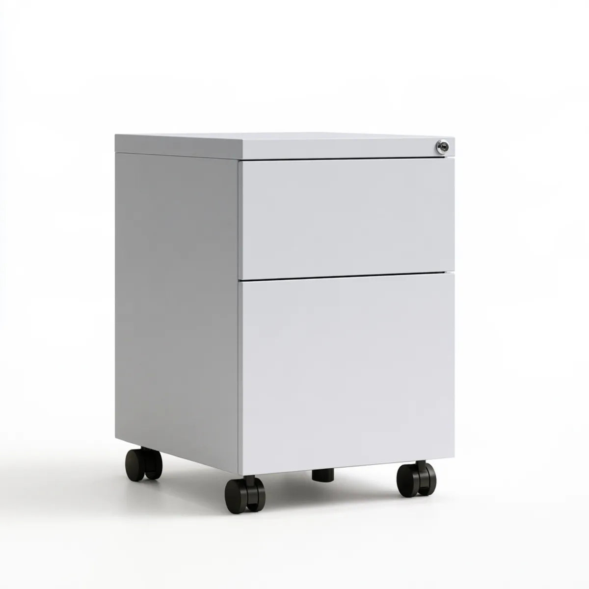 Mobile File Cabinet 2-Drawer Locking Steel Office Pedestal with Casters, 15.7 x 19.7 x 24.4 in, White