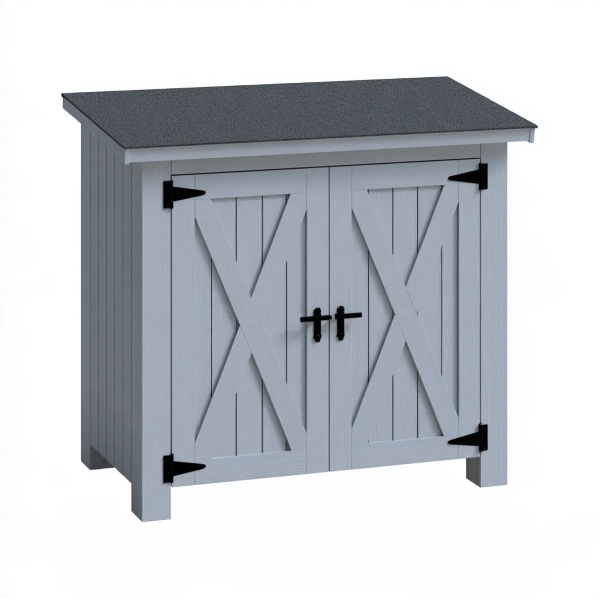 Outdoor Garden Storage Cabinet, 30.3 x 16.1 x 34.3 in, Gray Solid Fir Wood Double-Door Storage Shed