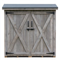 Outdoor Garden Storage Shed, 48 x 30 x 60 in, Gray Solid Fir Wood Double-Door Cabinet