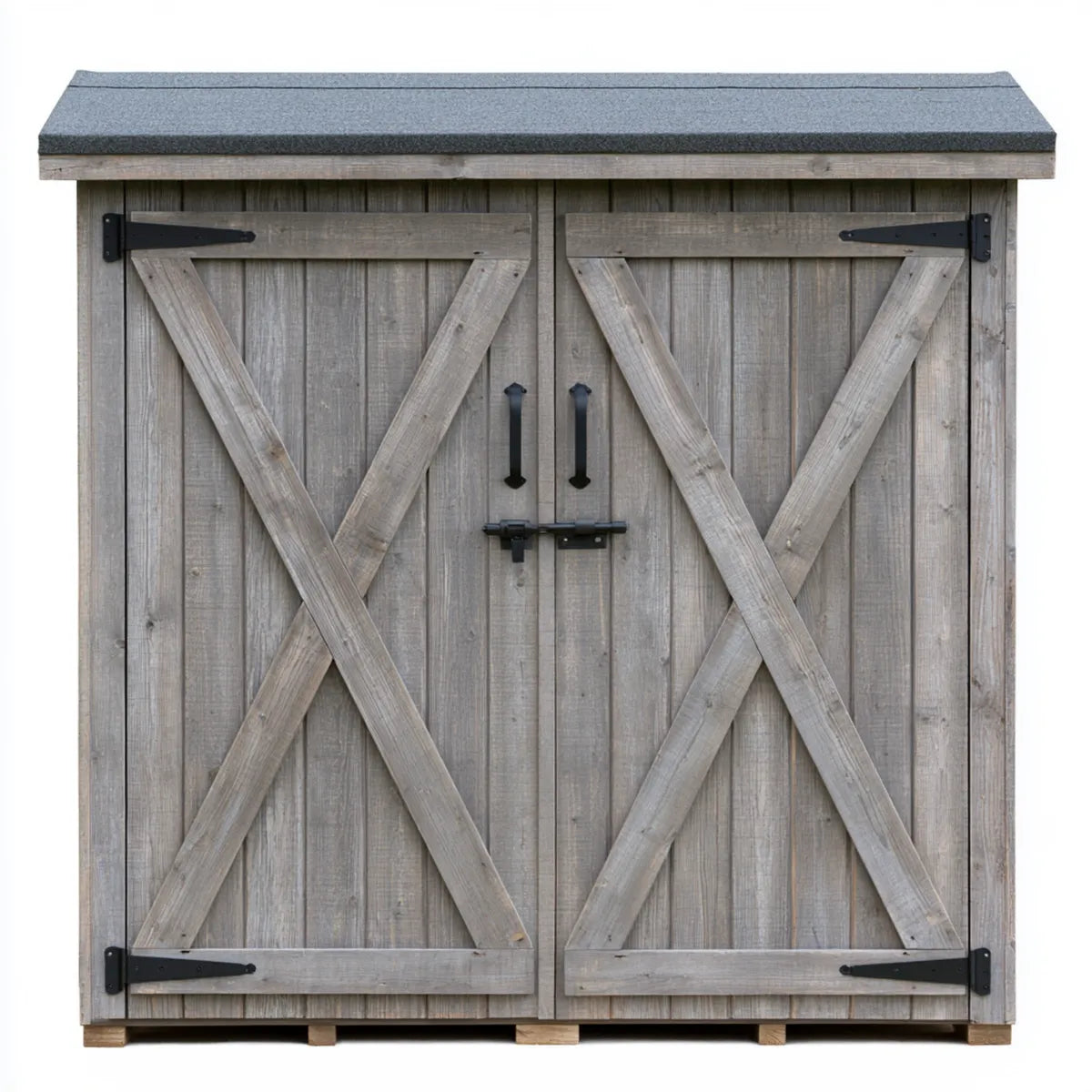 Outdoor Garden Storage Shed, 48 x 30 x 60 in, Gray Solid Fir Wood Double-Door Cabinet