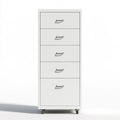 5-Drawer Mobile Filing Cabinet, 15.75 x 20 x 41.75 in, White Powder-Coated Steel