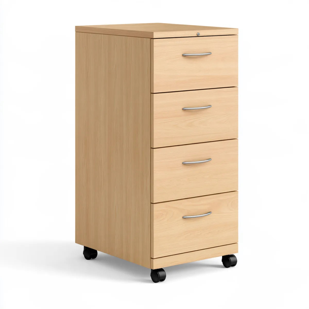 4-Drawer Mobile Filing Cabinet, 17.7 x 19.7 x 27.6 in, Light Oak Particleboard