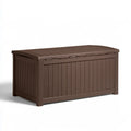 120-Gallon Brown Polypropylene Resin Outdoor Deck Storage Box with Hinged Lid, 56.2 x 26 x 23.7 in