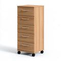 5-Drawer Mobile Storage Cabinet, 40 x 45 x 110 cm, Natural Oak Engineered Wood