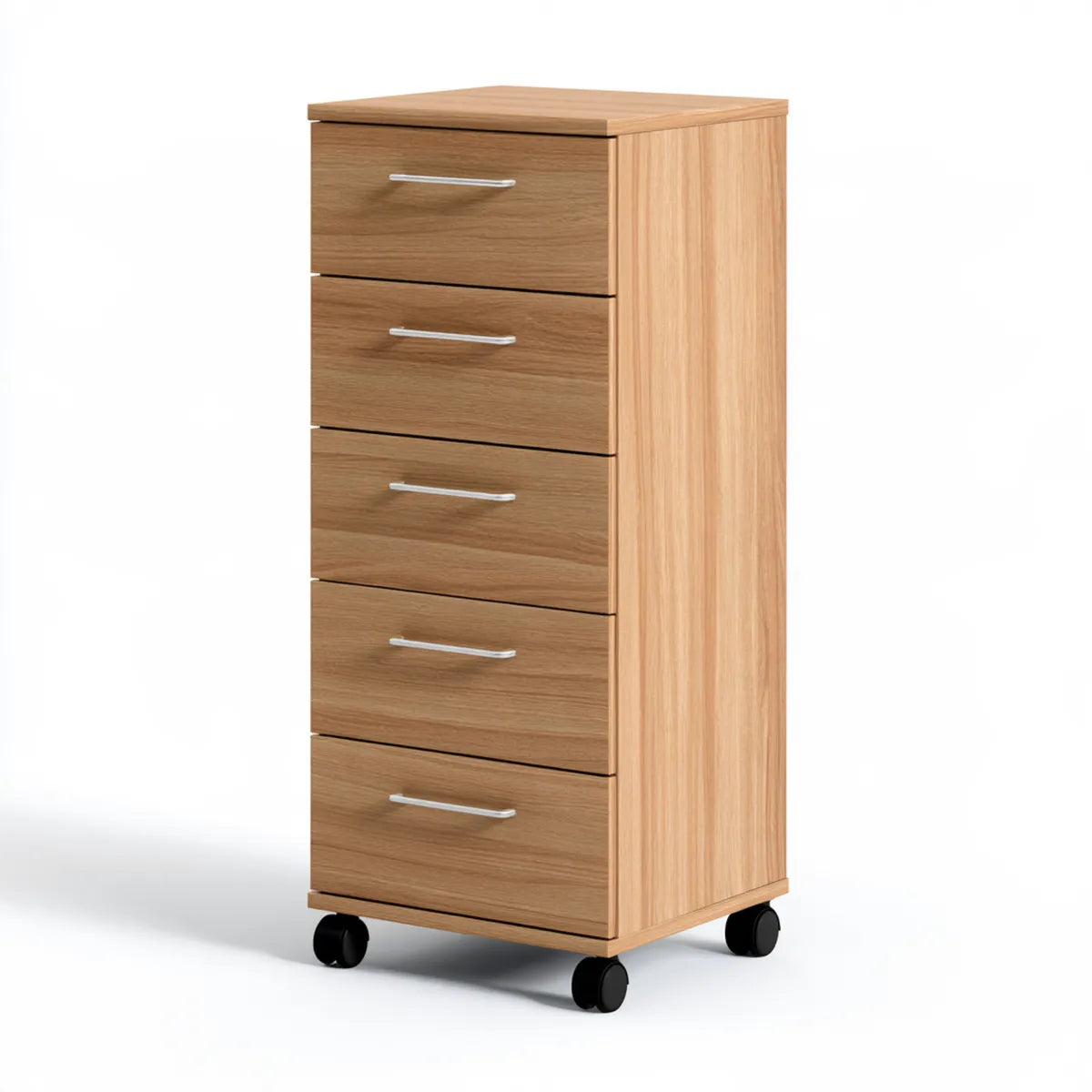 5-Drawer Mobile Storage Cabinet, 40 x 45 x 110 cm, Natural Oak Engineered Wood