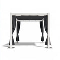 Outdoor 10 ft x 10 ft White Aluminum Pergola Gazebo with Black Polyester Canopy and Side Curtains