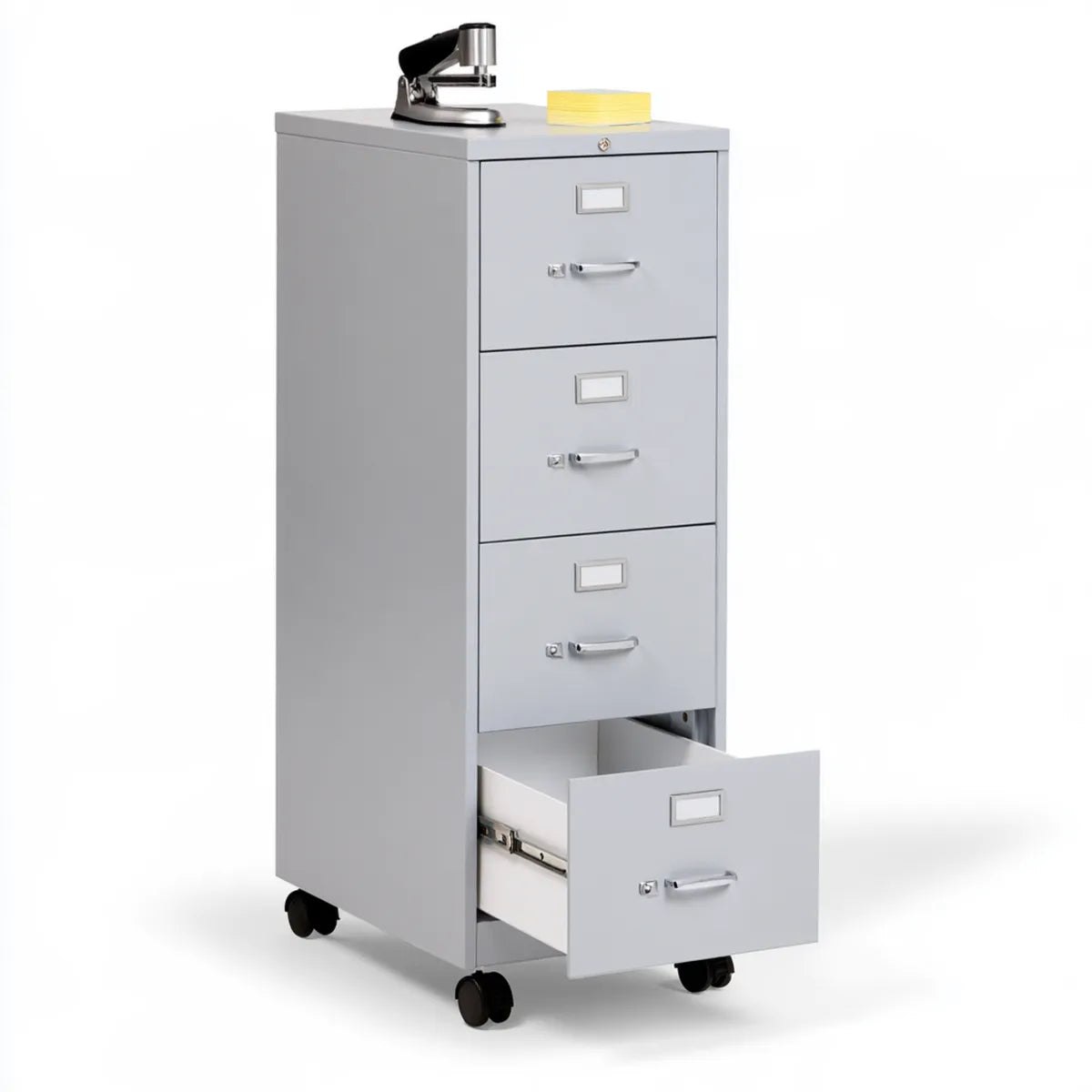 4-Drawer Rolling Steel File Cabinet, 15.4 x 19.7 x 40.6 in, Gray