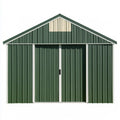 Outdoor 10 ft x 12 ft x 6.7 ft Green Steel Storage Shed with Gable Roof and Sliding Double Doors
