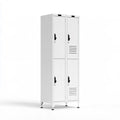 4-Door Steel Storage Locker, White/Black, 24 x 18 x 72 in
