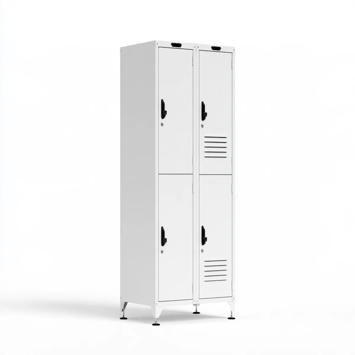 4-Door Steel Storage Locker, White/Black, 24 x 18 x 72 in