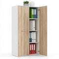 2-Door Particleboard Storage Cabinet, 80 x 40 x 180 cm, White and Natural Oak