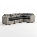 Outdoor 6-Seat L-Shaped PE Rattan Sectional Sofa, 118.1 x 86.6 x 33.5 in, Gray