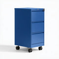 3-Drawer Mobile Filing Cabinet, 15.7 x 19.7 x 27.6 in, Blue Cold-Rolled Steel