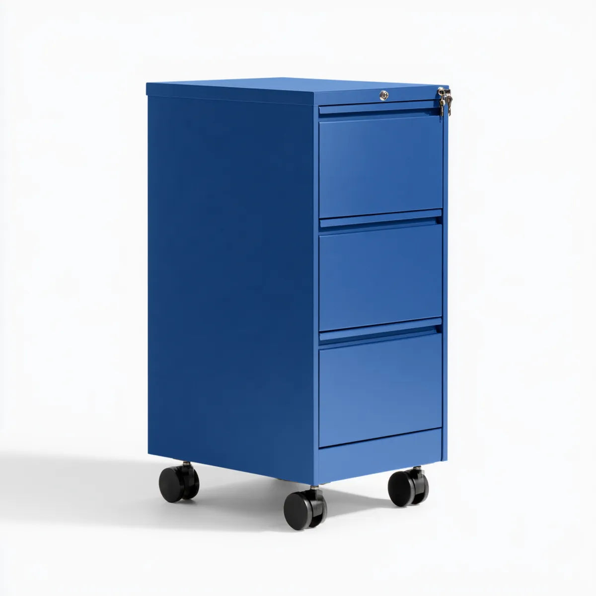 3-Drawer Mobile Filing Cabinet, 15.7 x 19.7 x 27.6 in, Blue Cold-Rolled Steel