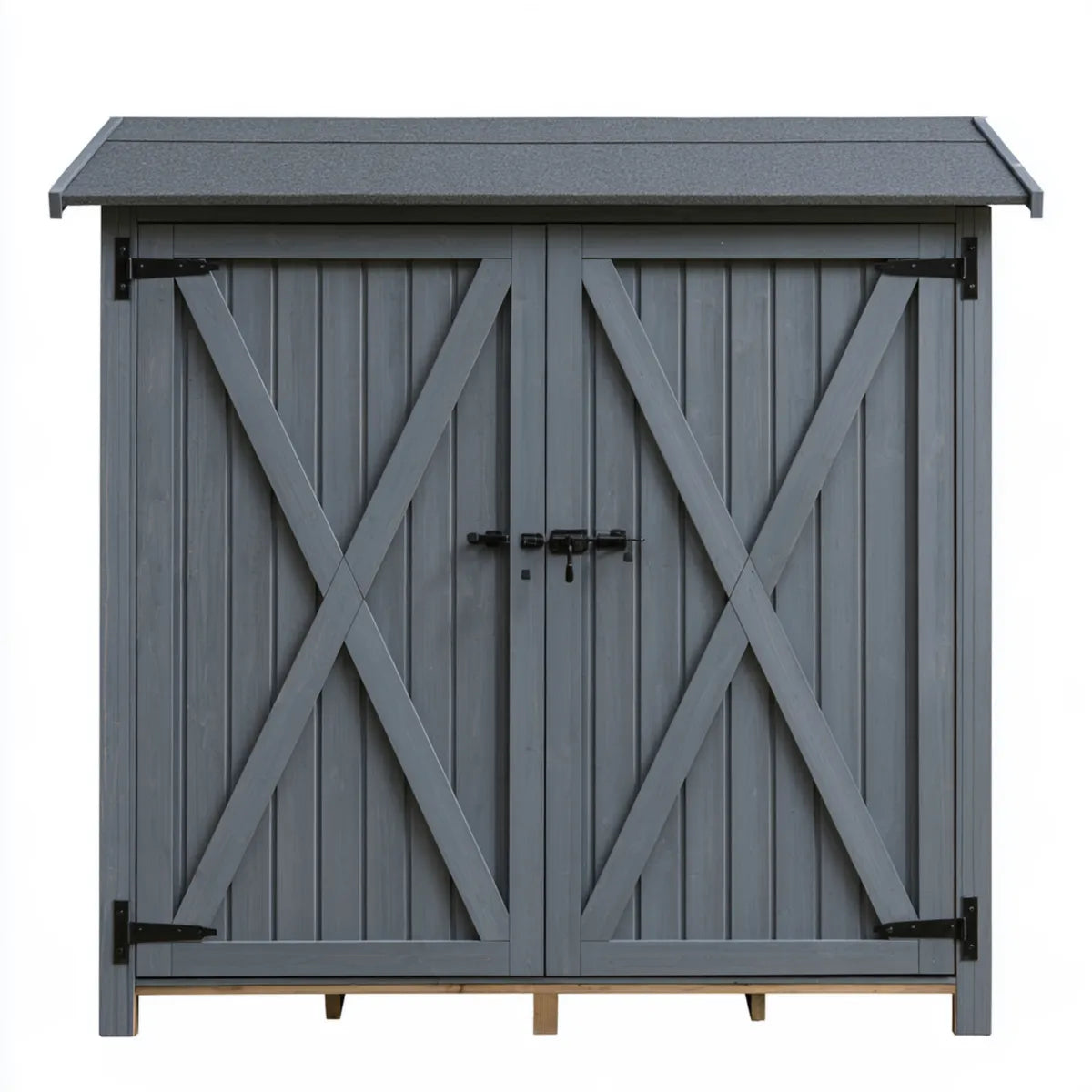Outdoor Wooden Garden Storage Cabinet, 51.2 x 25.2 x 63.0 in, Gray
